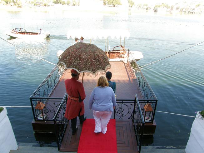 red carpet treatement at the Lake Palace hotel, Udaipur